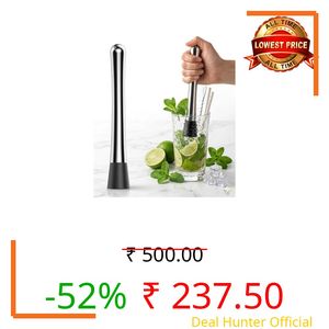 IMN 8" Stainless Steel Fruit Masher & Muddler with 3cm Nylon Tip | Perfect Manual Crusher for Fresh Juices, Mocktails, Lemonade & Infused Water | Essential Kitchen Gadget