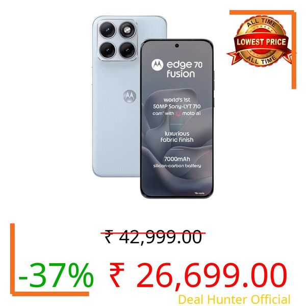 Motorola Edge 70 Fusion (Pantone Country Air, 8GB RAM, 128GB Storage) | 6.78" 1.5K 144Hz AMOLED Display | Snapdragon 7s Gen 4 | 50MP Sony LYTIA 710 OIS | 32MP Selfie | 7000mAh | 68W TurboPower |