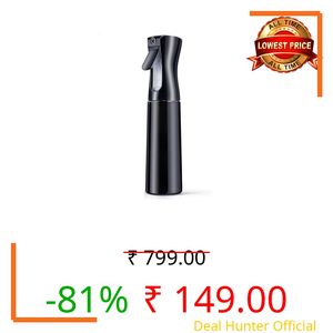 Premium Continuous Mist Spray Bottle 300ml – Fine Mist Hair Spray Bottle, Leakproof & Refillable Water Sprayer for Hair Styling, Plants, Cleaning & Salon Use (Black)