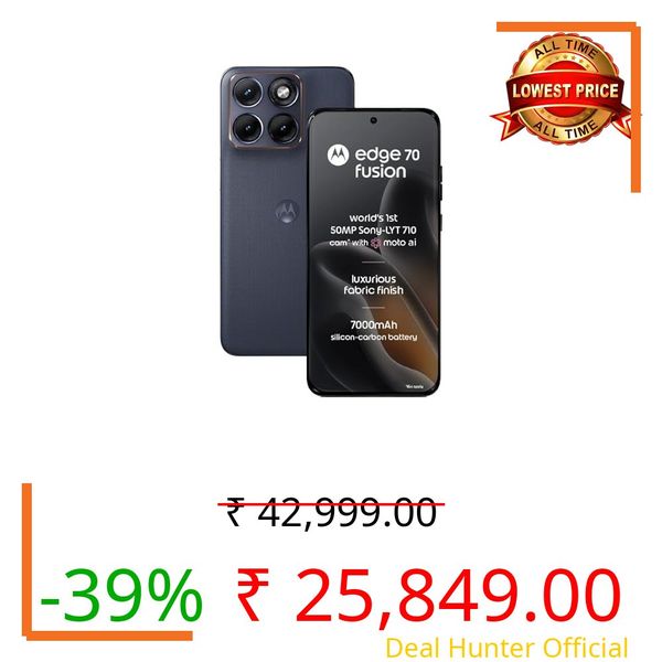 Motorola Edge 70 Fusion (Pantone Silhouette, 8GB RAM, 128GB Storage) | 6.78" 1.5K 144Hz AMOLED Display | Snapdragon 7s Gen 4 | 50MP Sony LYTIA 710 OIS Camera | 7000mAh Battery | 68W TurboPower |