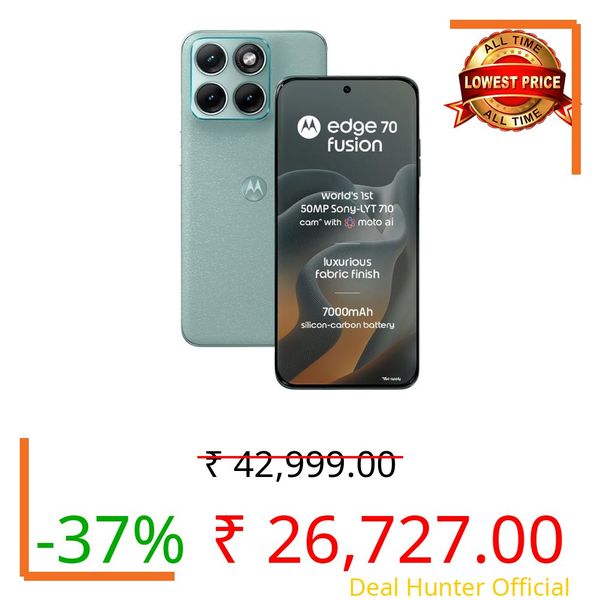 Motorola Edge 70 Fusion (Pantone Blue Surf, 8GB RAM, 128GB Storage) | 6.78" 1.5K 144Hz AMOLED Display | Snapdragon 7s Gen 4 | 50MP Sony LYTIA 710 OIS | 32MP Selfie | 7000mAh Battery | 68W TurboPower |