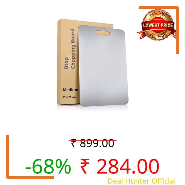 Btop® Stainless Steel Chopping Board, Corrosion Resistant, Waterproof, Rust-Proof, Professional Kitchen Equipment (Steel Medium Size H Chopping Board)
