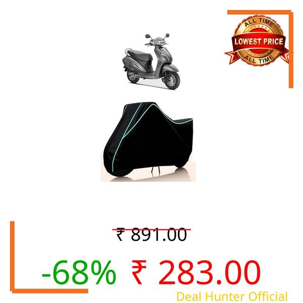 Scooty Cover Water Resistant for Activa 110 cc | Universal Scooter & Bike Cover | Heavy Duty UV Dust, Rain & Scratch Protection | Elastic Fit All Weather Indoor Outdoor | Black with Blue Piping