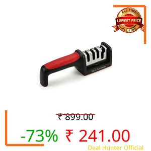 Magnificent Manual Knife Sharpener Tool with 4 Stage Sharpening System | Professional Kitchen Knife Sharpener for Home | Stainless Steel Knife Sharper & Scissors Sharpener (4 in 1)