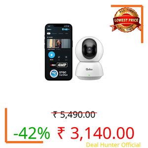 Qubo Smart Cam 360° Pro 4MP by Hero Group [2026 Edition]| STQC Certified | Color Night Vision | 360° Panoramic Monitoring |App Alerts | 2-Way Talk | AI Person Detection | Cloud & SD Card Support