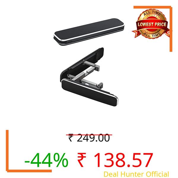 LISHER Universal Tabletop & Foldable Thin Pocket Black Metal Mobile Phone Stand – Portable Kickstand for All Smartphones, Vertical & Horizontal Viewing, Adjustable Angle, Durable