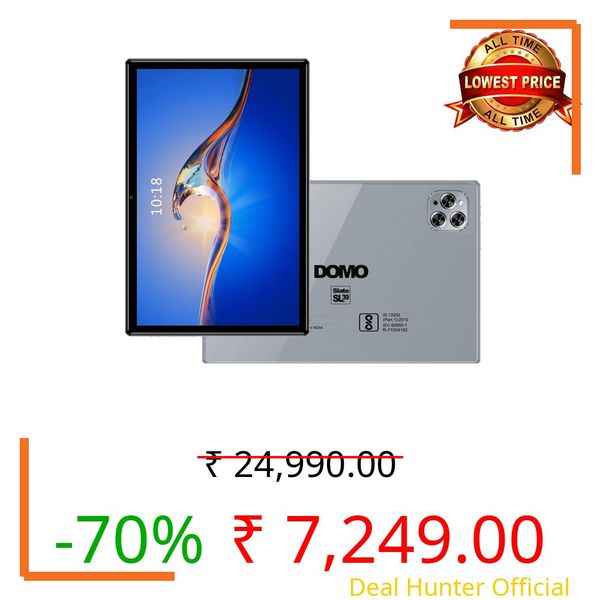 DOMO Slate SL39 4G Tablet 10.1 inch, 4GB RAM + 32GB ROM, inbuilt Storage, 1TB Expandable, Dual SIM Slot, Octa Core CPU GPS, Bluetooth (Grey)