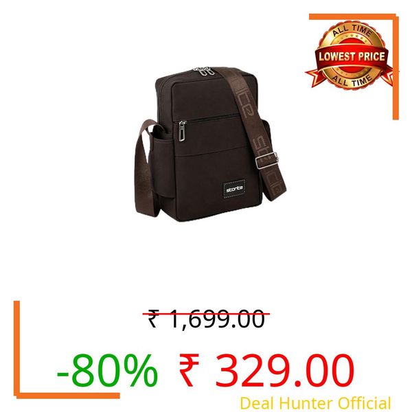 Storite 10 Inch Stylish Padded Mini Sling Bag for Men and Women, Small Passport Travel Bag and Small Sling Bag With Water Bottle Pocket (Dark Brown - 16x7.5x25 cm)