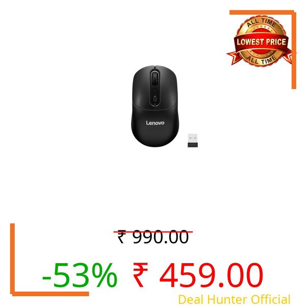 Lenovo USB-A Wireless Mouse, Reliable Wireless connectivity, Upto 12 Months Battery Life, DPI Upto 1600, Durable Upto 10 Million clicks, Smooth & Precise Tracking, 0.057Kg, 4Y51U02457, 1Y Warranty