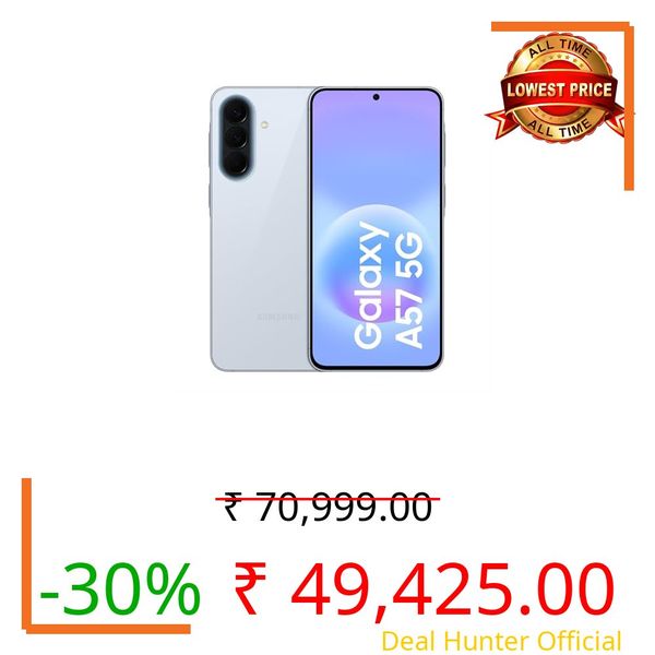 Samsung Galaxy A57 5G (Awesome Icyblue, 8GB RAM, 256GB Storage), Agentic AI, Triple Camera with Nightography Video, 2 Days Battery Life, 6 Gen OS Upgrades, IP68, 6.9mm Sleek, with No Cost EMI