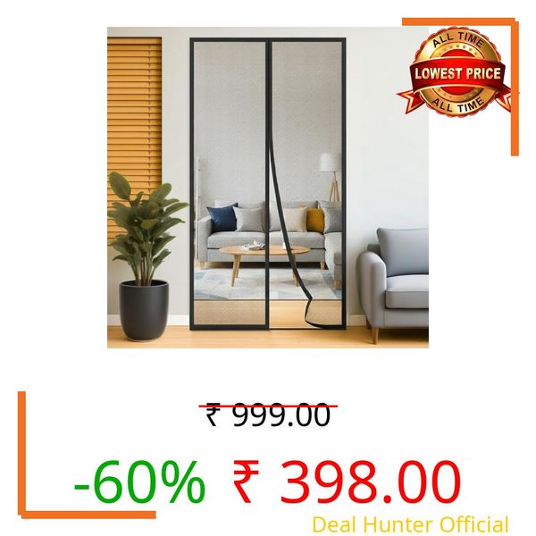 Magnetic Mosquito Screen Door Net Curtain with Magnets Reinforced Polyester Curtain Back Door Mesh with All In One Insect Control | Insect Repellent size 7 feet Black color