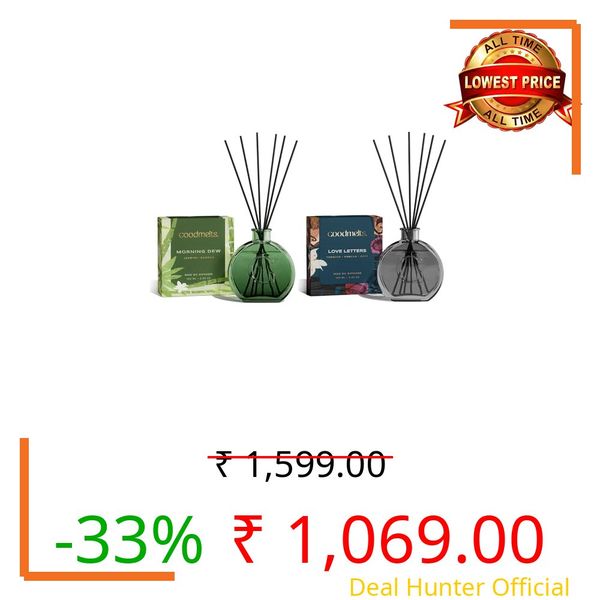 GoodMelts Reed Diffuser Set | 100 ml with 6 Fiber Reed Sticks | Long-Lasting Home Fragrance (Up to 60 Days) | Air Freshener for Room, Bedroom & Bathroom (Morning Dew & Love Letters)