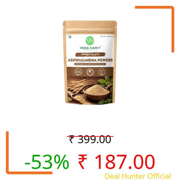 Veda Harit Organics Ashwagandha Powder 200g | Pure Ashwagandha Root Powder for Men & Women | Natural Ayurvedic Adaptogenic Herb | Supports Energy, Vitality & Daily Wellness | Herbal Supplement