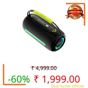 GOBOULT Groove Q20 Bluetooth Speaker with 20 Watt BoomX Audio, Up to 8 Hrs Playtime, Type-C Charging, TF Card/USB & Bluetooth 5.4 Compatible, Made in India Portable Speaker (Jet Black)