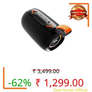 GOBOULT Rave Q12 Bluetooth Speaker with 12 Watt BoomX Audio, Up to 12Hrs Playtime, Type-C Charging, TF Card/USB & Bluetooth 5.4 Compatible, Made in India Portable Speaker (Pure Black)