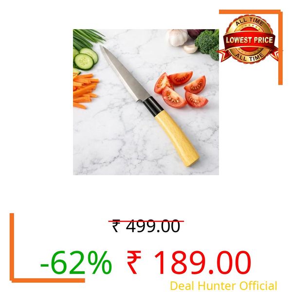 Morbrix Multi-Purpose Chef Knife, Stainless Steel Kitchen Knife with Wooden Handle, Razor Sharp Blade Knife for Cutting Vegetables, Fruits & Meat (Wooden Handle)