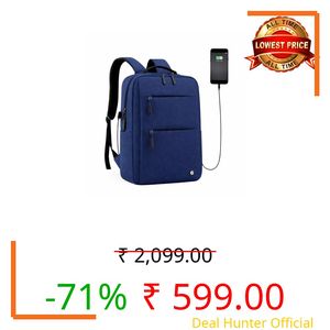 GadgetBite Graphite 20L Laptop Backpack with 15.6" Laptop Compartment, USB Charging Port, Organiser Pockets and Bottle Holder. Ideal for Office, College and Travel - Blue