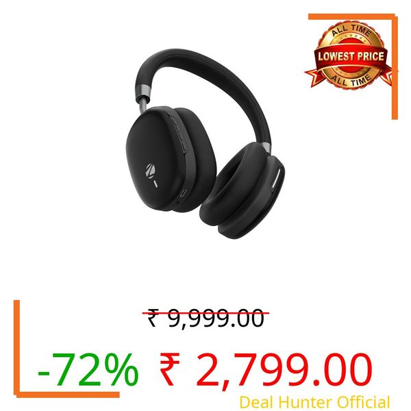 Zebronics Wireless Headphones, Hybrid ANC 48dB, Upto 100Hrs Playback, 40mm Drivers, Dual Mic ENC, BT v6.0, Gaming Mode, Dual Pairing, Touch Controls, App Support, AUX (Silencio 200T, Black)
