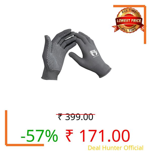 Fervor Spel FS Anti Slip PVC Dotted Cotton Gloves for Men & Women | Safety Grip Gloves for Gym, Sports, Cycling, Workout, Driving, Construction & General Purpose Use (Grey | Pack of 1)