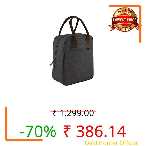 Aliensware Insulated Lunch/Tiffin/Travel/Storage Bag, Water-Repellent, Keeps Hot and Cold Lunch Box for Unisex - Office, Travel, School, College and Picnic Lunch Box & Bottle Aliens-Black
