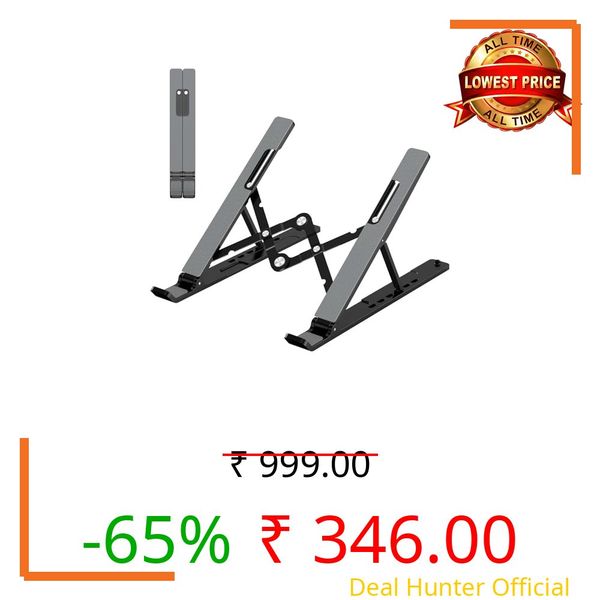 Unipows Adjustable Aluminum Laptop Stand for Desk – Foldable Ergonomic Laptop Riser Holder Compatible with MacBook, HP, Dell, Lenovo & All Notebooks –Desktop Stand for Office & Home (Silver)