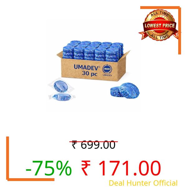 UMADEV Automatic Toilet Tank Cleaner Tablets – Blue Toilet Bowl Freshener, Removes Stains & Odor (30)