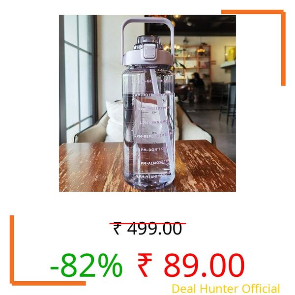 SPICYSHINE 2 L Capacity Belt Straw Transparent Water Bottles| Leakproof Durable Non-Toxic Sipper | |Best Usage for School/College/office/Travel Bottle | BPA-Free Fitness Sports Bottle (PURPLE)
