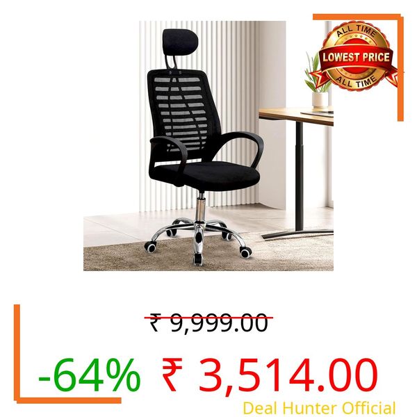 Casa Copenhagen,Mesh Office Desk Chair,Rocking Chairs Ergonomic Computer Chair Adjustable High with Headrest and Comfortable Armrest Swivel Chair - Rich Black & Black Handle