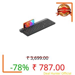 LAPCARE Readmii 2.4GHz Wireless & Bluetooth 5.1 Rechargeable Keyboard with AI Assistant Key, Type-C Charging, Multi-Device Connection (2 Devices), Full Size with Numpad, 10m Range (Black & Grey)