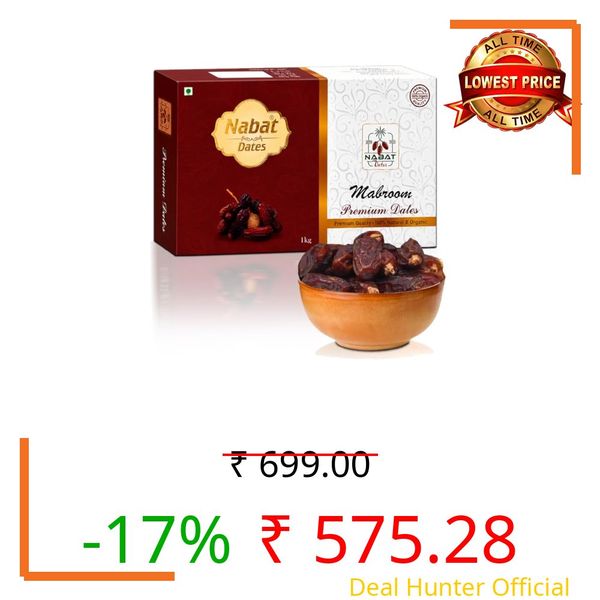 Nabat Premium Mabroom Dates | Imported Saudi Arabian Mabroom Khajoor | Naturally Sweet, Fiber Rich & Energy Boosting | Fresh, Hygienically Packed Dry Dates for Healthy Snacking (250g/500g/1kg) (1 KG)