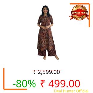 ANNI Designer Women's Viscose Blend Straight Printed Kurta with Palazzo (Vibhor Maroon_3XL_Maroon_XXX-Large)