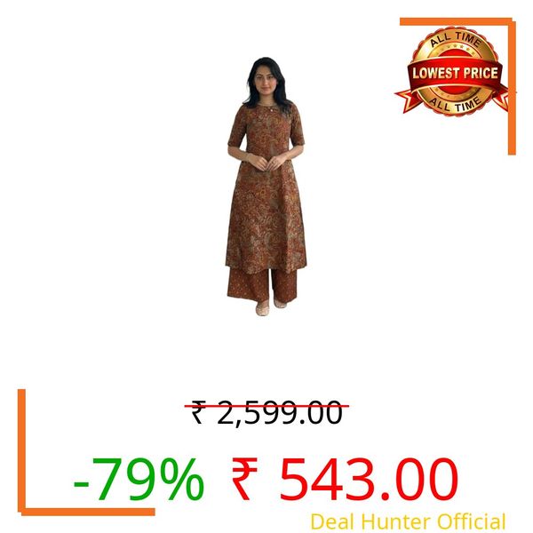 ANNI Designer Women's Viscose Blend Straight Printed Kurta with Palazzo (Vibhor Rust_4XL_Rust_XXXX-Large)