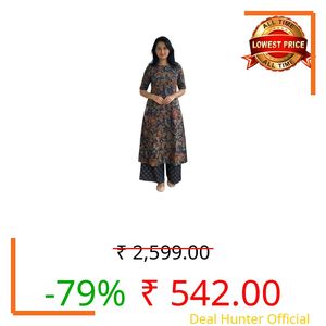 ANNI Designer Women's Rayon Viscose Straight Printed Kurta with Palazzo (Vibhor Blue_5XL_Blue_XXXXX-Large)
