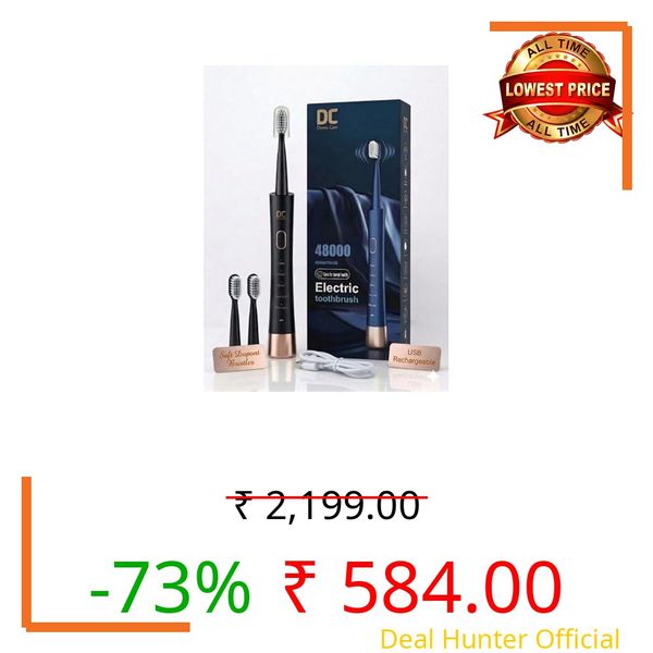 Dentes Care Sonic Electric Toothbrush for Adults – Ultra-Power 48,000 Vibrations – 5 Precision Modes, 45-Day Battery Life & USB-C Fast Charging – Includes 3 Brush Heads & Travel Cap (color-Obsidian Onyx Black)