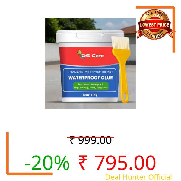 DS CARE Transparent Waterproof Glue for Roof Leakage Crack Seal Glue with Brush Crack Seal Agent Roof Water Leakage Solution Transparent Glue Waterproofing (1 kg) by UNIDSC (4)