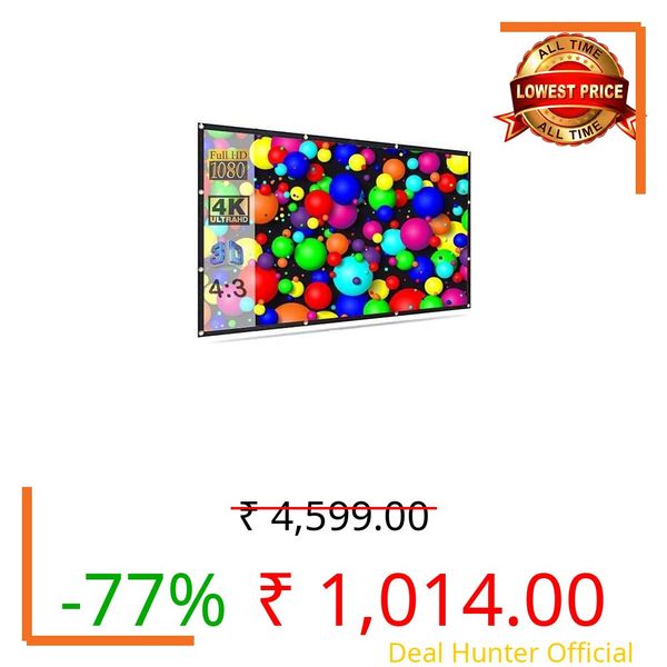 XTECTORVIEW 100 inch Projector Screen,4K 4:3 Portable Eyelet Premium Video Foldable Projection for HD Home Theater Cinema Anti-Crease Indoor Outdoor Office Classroom (203 cm (W) x 152 cm (H))