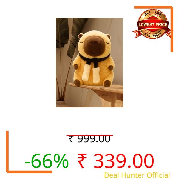 Funtime Toys Capybara with Muffler Soft Toy Plush Toy Big Stuffed Animal Ultra Soft, Huggable & Cuddly Gift for Kids, Girls, Boys Perfect for Birthday, Valentine’s Day Gifts 25CM