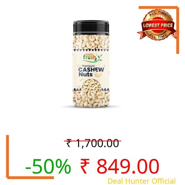HighFresh Premium Cashew Nuts 1KG | Dry Fruits and Nuts Cashews | 100% Unpolished | Crunchy & Fresh | Rich In Protein, Magnesium & Phosphorus Perfect for Gifting | Jar Pack