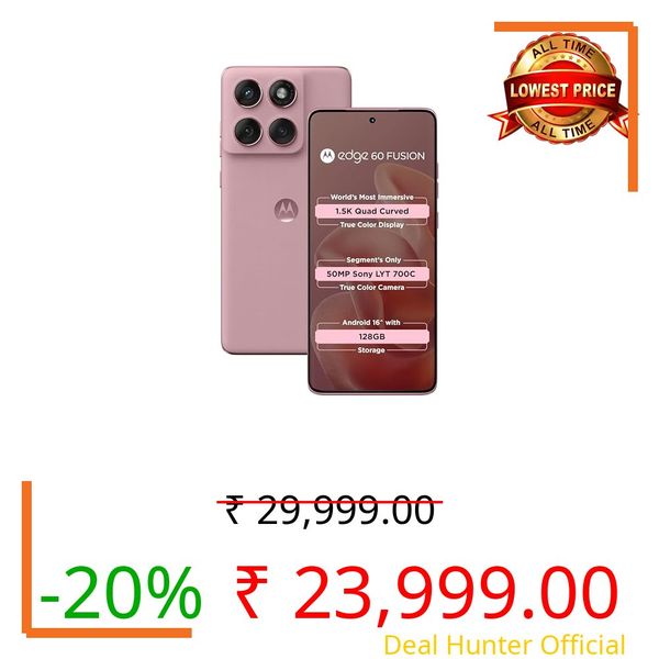 Motorola Edge 60 Fusion 5G (Pantone Zephyr, 8GB RAM, 128GB Storage) | 6.67" FHD+ pOLED Display | MediaTek Dimensity 7400 Processor | 50MP + 13MP Dual Camera | 32MP Front Camera | 5500mAh Battery