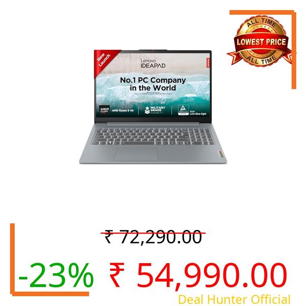 Lenovo IdeaPad Slim 3 Ryzen 5 40 15.6" (39.6cm) FHD Thin and Light Laptop (16GB RAM/512GB SSD/Integrated AMD Radeon 610M Graphics/Windows 11/Microsoft 365 Basic + Office 2024/Grey/1.6Kg), 82XQ01HQIN