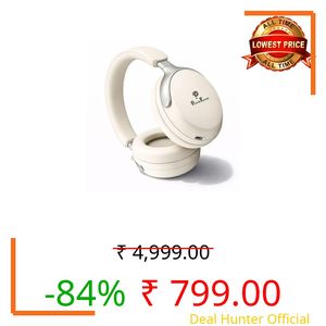 PunnkFunnk Bass Over-Ear Bluetooth Wireless Headphones with Deep Bass, 40mm Drivers, Built-in Mic, Foldable Design, Soft Cushioned Ear Cups, AUX & TF Support for Music, Gaming & Calls (White)