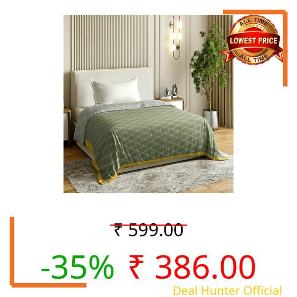 RD TREND® Cloud Cotton AC Summer Chadar for Sleeping | 210 TC Soft Lightweight Breathable Single Topsheet/Odhne Wali Chadar | Single Bed Bedsheet 60×90 Inch Green