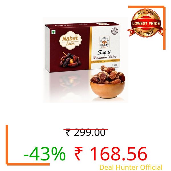 Nabat Premium Saudi Imported Dates | Ajwa, Medjool, Kalmi, Mabroom, Amber, Rabia, Sugai, Mashrook, Bait & Sukhal Khajoor | Natural Soft Fresh Khajur Dry Fruits | Healthy Energy Snack | 250g, 500g, 1kg (250 Gram, Sugai)
