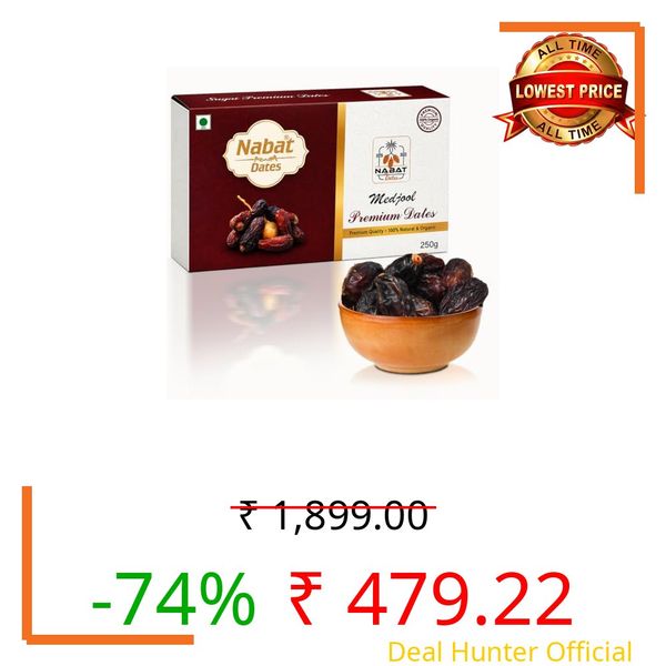 Nabat Premium Saudi Imported Dates | Ajwa, Medjool, Kalmi, Mabroom, Amber, Rabia, Sugai, Mashrook, Bait & Sukhal Khajoor | Natural Soft Fresh Khajur Dry Fruits | Healthy Energy Snack | 250g, 500g, 1kg (250 Gram, Medjool)