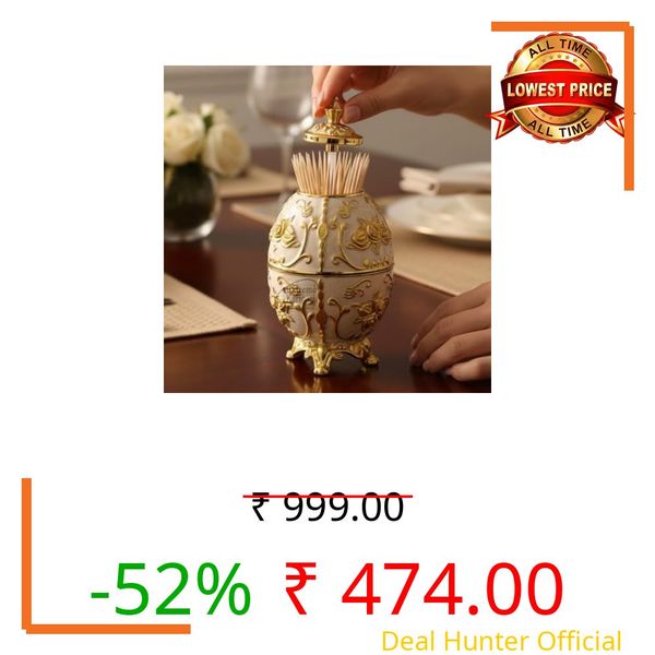 Extreme Karigari Luxury Decorative Toothpick Holder – Handmade Gold Enamel Fabergé-Style Dispenser | Dining Table Décor | Unique Gift