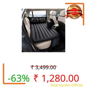 Dyazo Plus Car Air Mattress with Pump & 2 Pillows | Inflatable Back Seat Bed | Comfortable Travel Sleeping Car Bed for Kids & Adults | Perfect for Long Drives, Camping, Picnics & Outdoor Rest (Black)