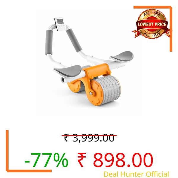 FlexBee Ab Roller for Home Workout | Automatic Rebound Abs Wheel | Heavy Duty Non-Slip Core Trainer for Men & Women | Full Body Fitness Equipment for Abs | Belly Fat & Strength Training