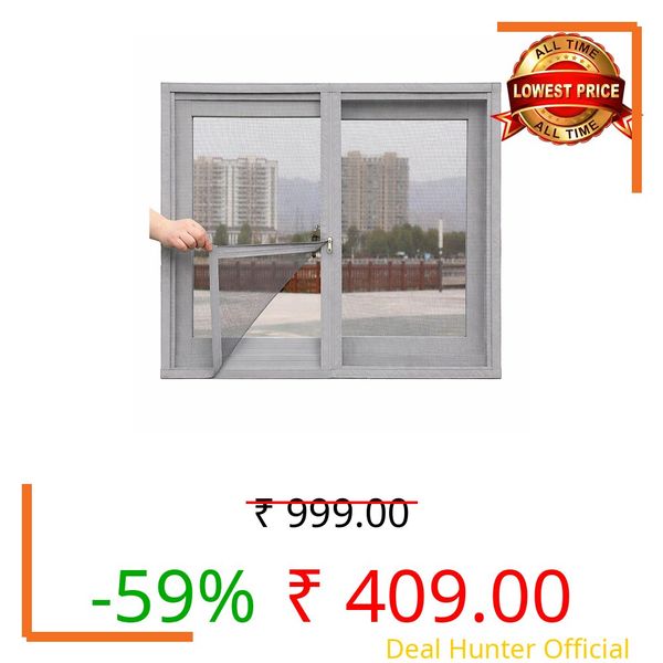 Autarky Zipper Mosquito Net for Window | Size Height 90 cm x Width 140 cm | Color-Grey Customizable Easy Install Mesh Screen with Double Zipper Hook Window Net Protect Home from Mosquitoes & Insects