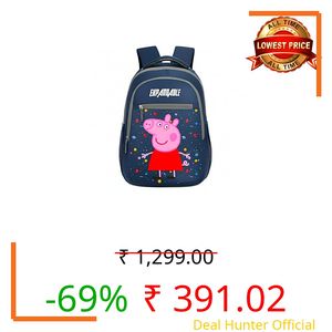 EXPANDABLE Peppa Pig Kids School Bag Navy Blue Backpack for Boys and Girls, Space & Galaxy Print, Ergonomic Padded Straps, Durable Toddler Kindergarten Travel Rucksack