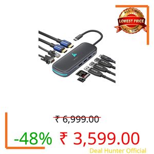 Type C 10 in 1 Wozoyo Docking Station with 2XUSB 5Gbps, Dual 4K HDMI, VGA, Gigabit Ethernet, USB 2.0, SD & TF, PD 100W,Universally Compatible with Thunderbolt 4, macOS, Windows, Android & iOS